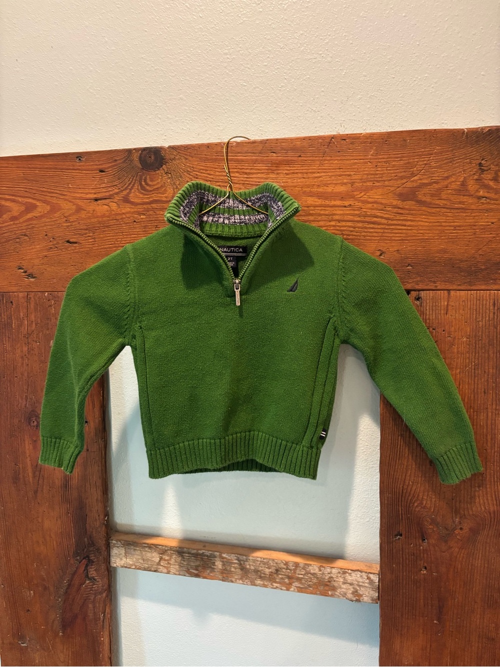 Nautica Green Half-Zip Knit Pullover for Kids